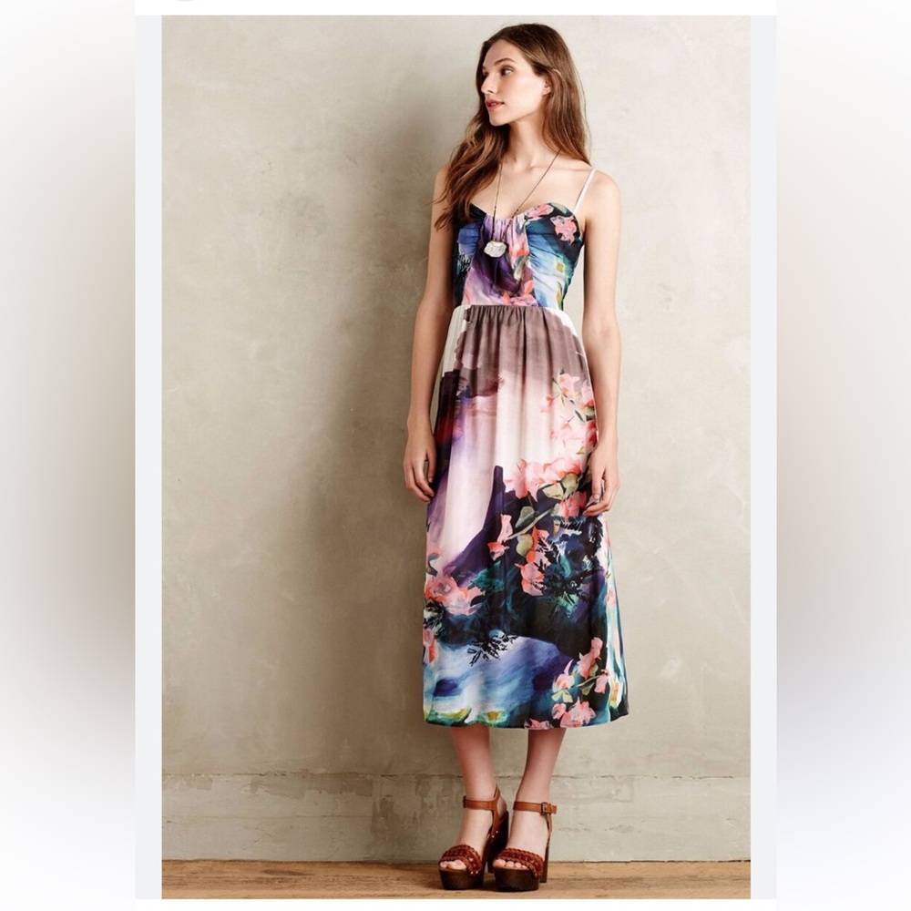 Anthropologie x Corey Lynn Carter Daybreak floral midi dress women size 2 - Picture 3 of 11